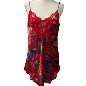 *NFS*Vintage Victoria’s Secret Gold Label Red MulticolorPaisleyChemiseSleepwearL